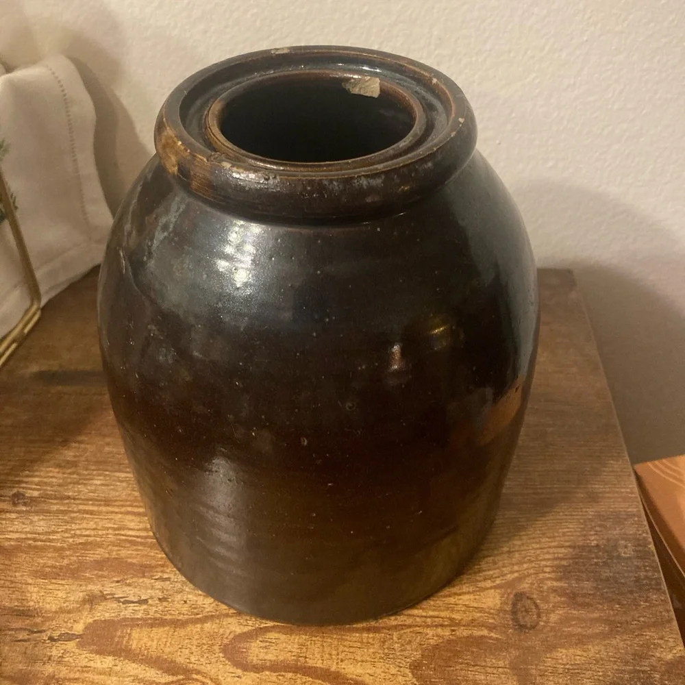 Vintage brown glaze crock - Picture 3 of 4